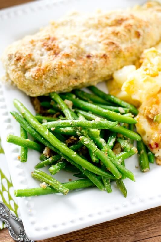 Italian Green Beans Recipe with Parmesan Cheese and Bread Crumbs