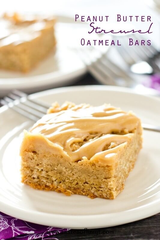 Peanut Butter Streusel Oatmeal Bars - Tastes of Lizzy T