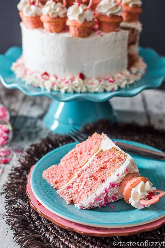 Valentine Cake {Easy Strawberry Flavored Cake with Mini
