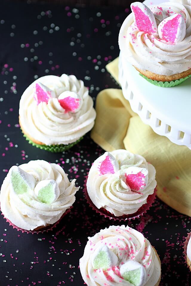 Easter Bunny Cupcakes {Orange Vanilla Bean Cupcakes with Marshmallow