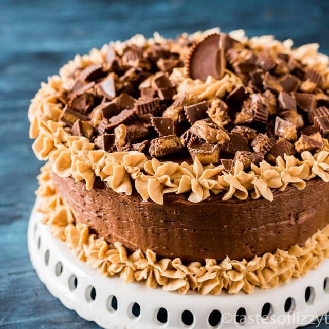 two layer chocolate peanut butter cake