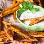 Spicy Baked Sweet Potato Fries with Dipping Sauce