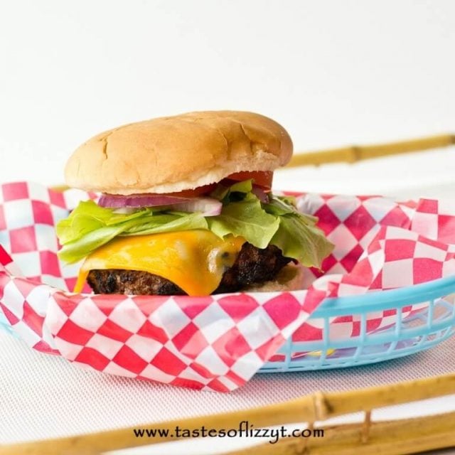 cola hamburger in a basket