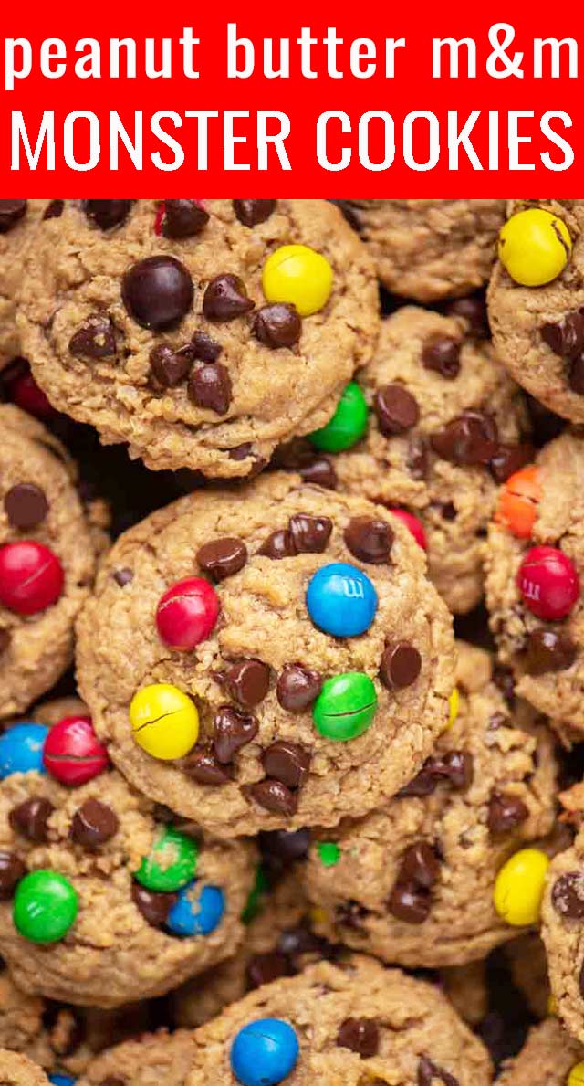 Peanut Butter M&M Monster Cookies {No Flour!} Tastes of Lizzy T