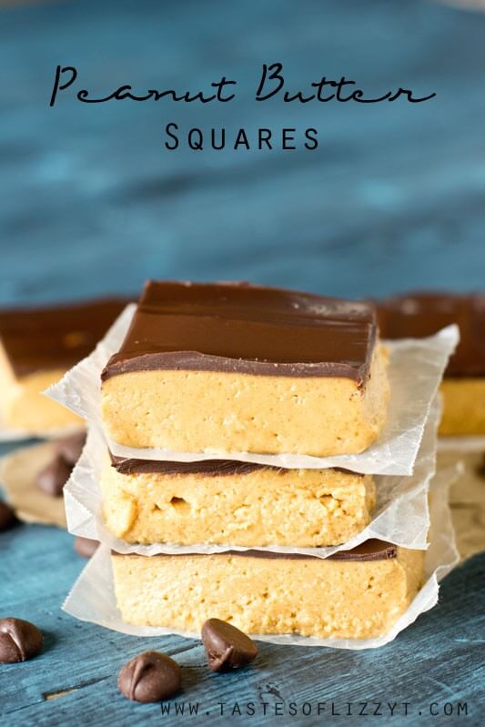 Peanut Butter Squares are the classic school lunchroom treat from your childhood. This no-bake dessert has a thick layer of peanut butter topped with a layer of chocolate.