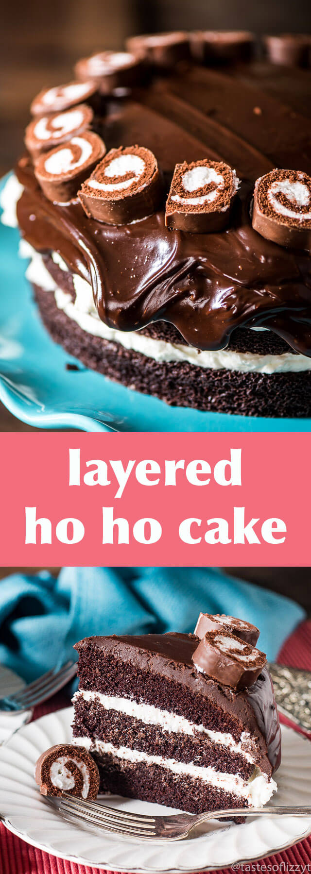 Ho Ho Cake {Layered Chocolate Cake with White Frosting