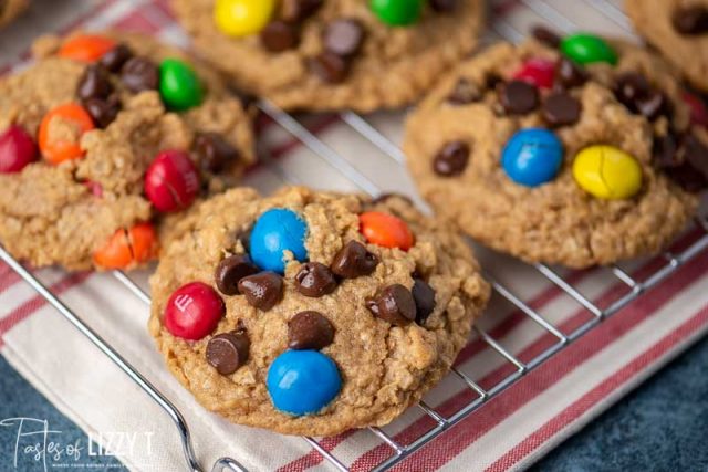 wire rack with monster cookies