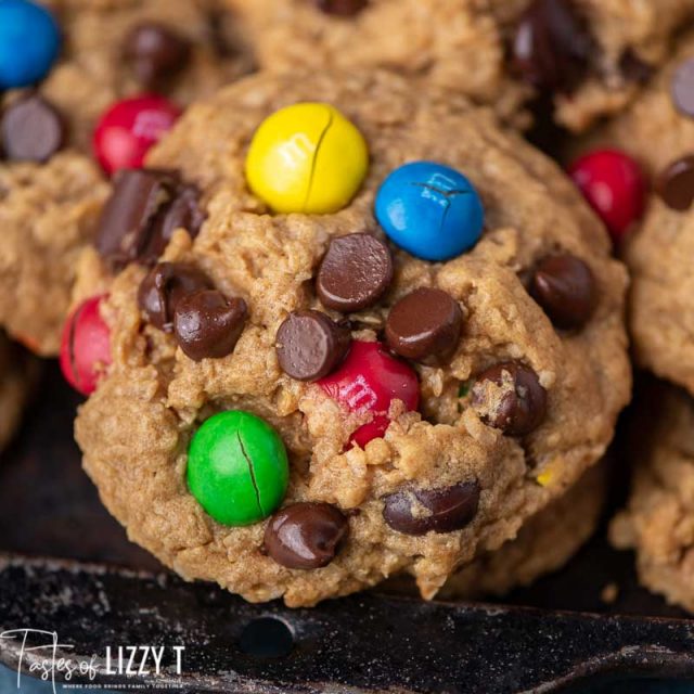 Monster Cookies with chocolate chips and m&ms