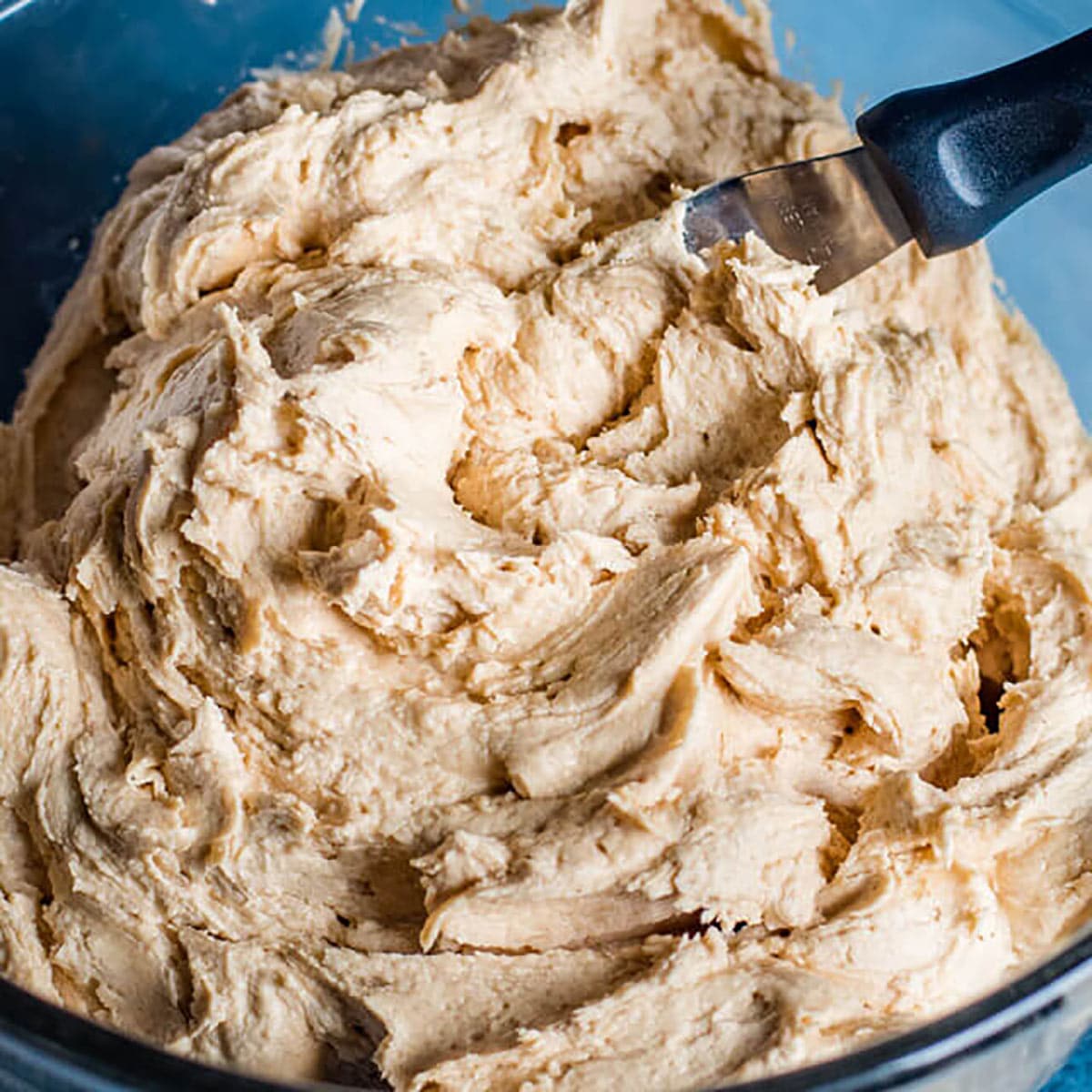 peanut butter frosting in a bowl