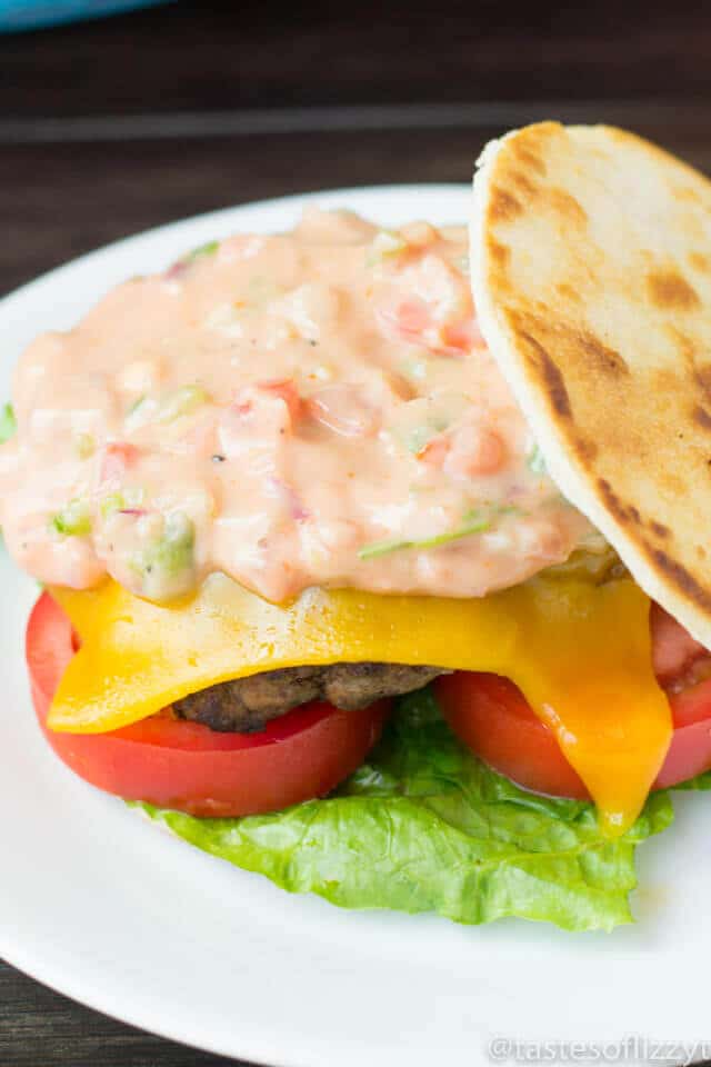 Quesadilla Burger {Copycat & Lightened Up Applebee's Burger with Fresh Salsa}