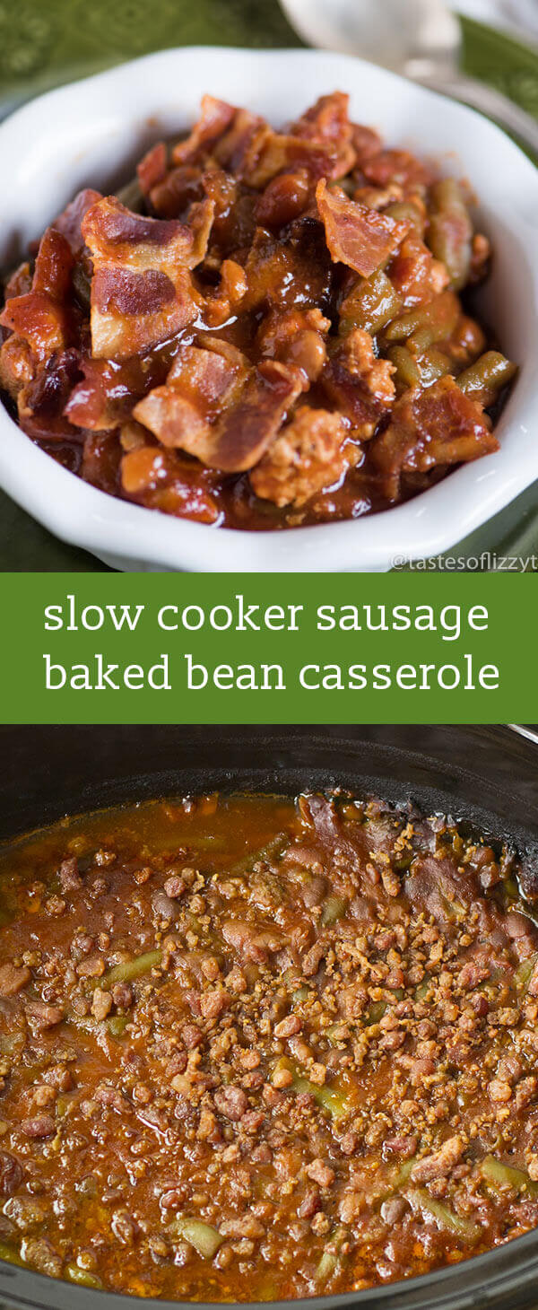 Slow Cooker Sausage Baked Bean Casserole {Easy Side Dish Packed with