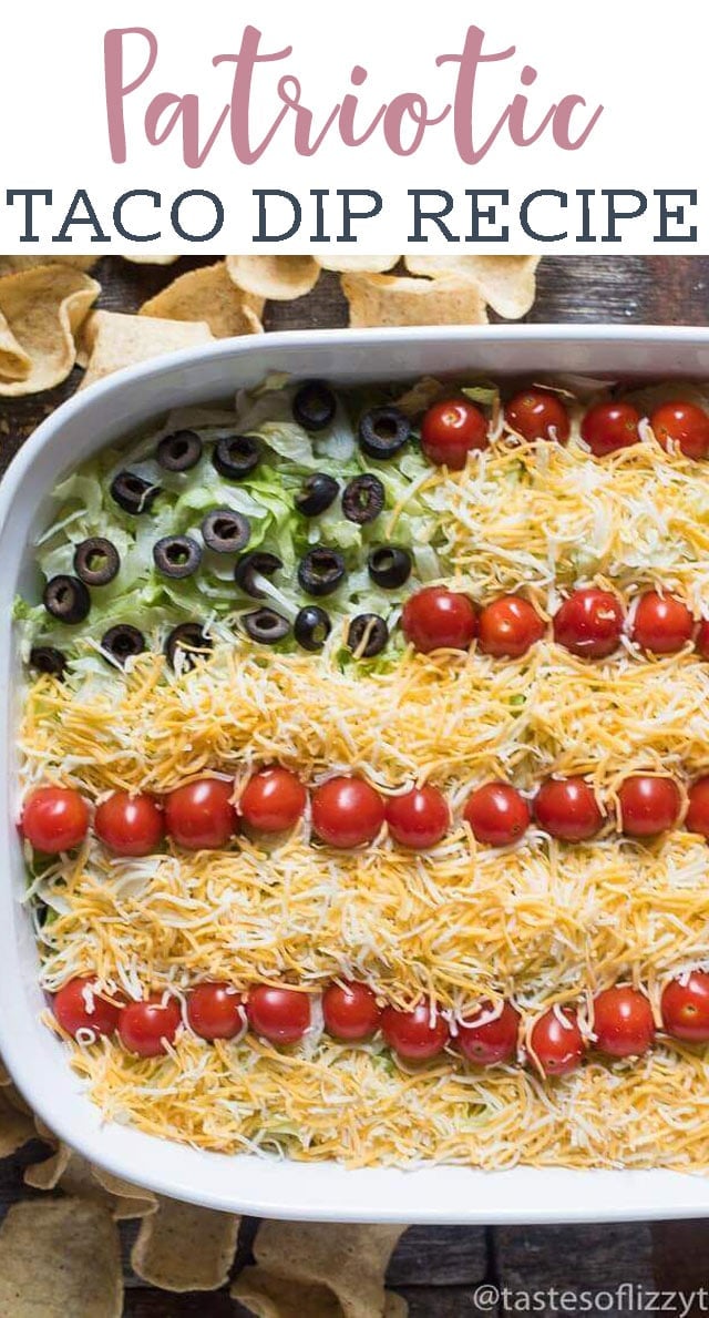 overhead view of american flag taco dip