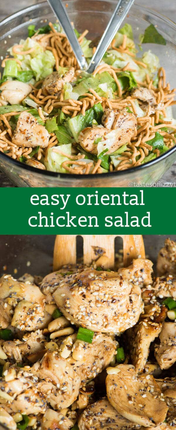 Toasted sesame seeds and almonds give this Oriental Chicken Salad a nutty crunch. An easy, light dinner salad that makes a complete meal!
