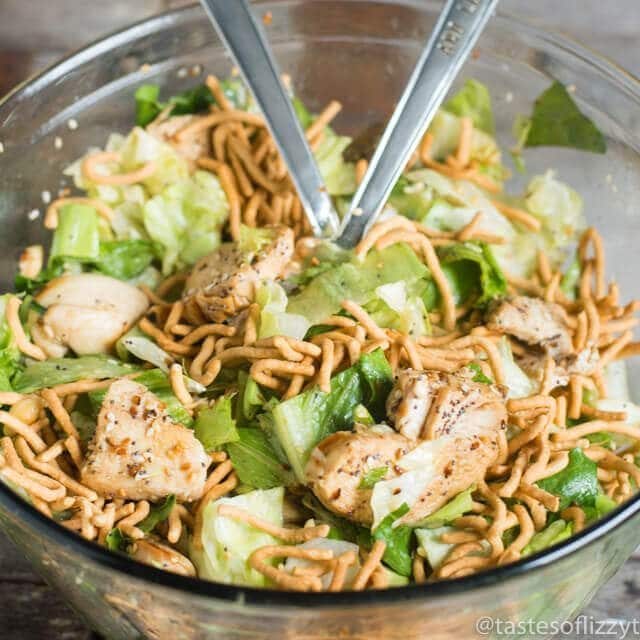 bowl of asian chicken salad