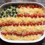 Bring this Patriotic Easy Layered Taco Dip to your next summer picnic! It’s a quick and easy side dish that you don’t have to bake. Serve with tortilla chips.