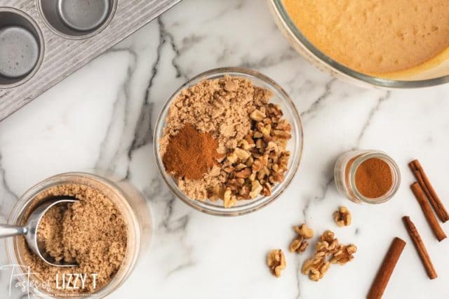 ingredients for streusel in a bowl