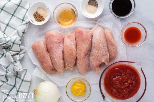 ingredients for shredded barbecue chicken sandwiches