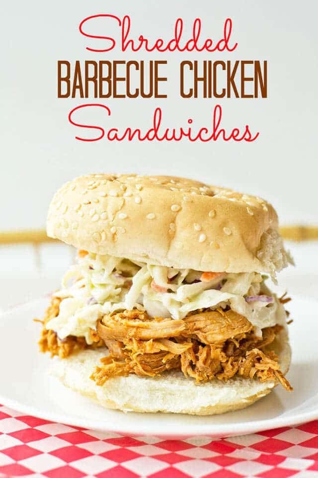 Shredded Barbecue Chicken Sandwiches {Easy Slow Cooker Recipe}