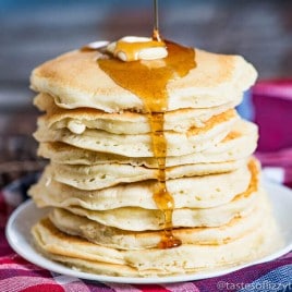 Homemade Pancakes Recipe with syrup and butter