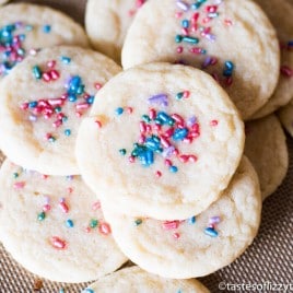 soft, chewy homemade sugar cookies with spinkles