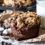 Soft, thick and rich s'more muffins are filled with chocolate, marshmallows and buttery graham cracker streusel. The secret to their moist texture is zucchini!