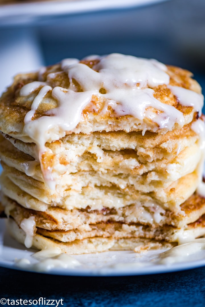 stack of pancakes with fork full missing