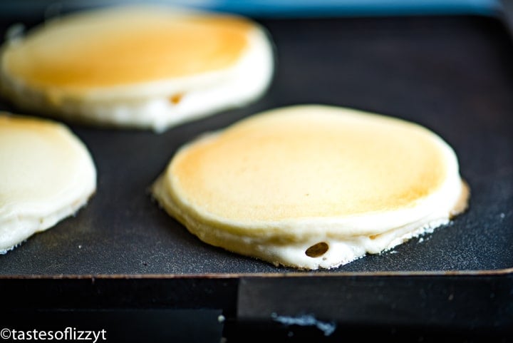 pancake cooking on a griddle