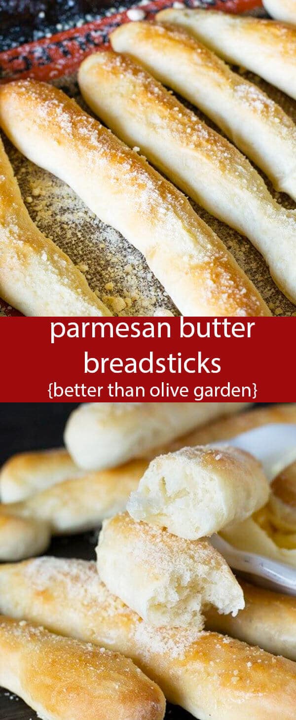 These soft Parmesan Butter Breadsticks will make your Italian dinner complete! A lightly sweetened dough that tastes better than Olive Garden. Parmesan Butter Breadsticks {Better Than Olive Garden Recipe}