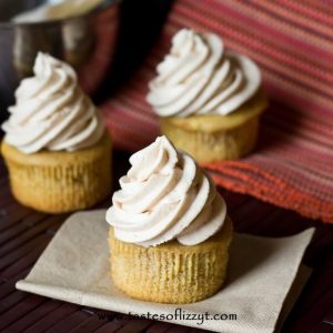 3 Apple Butter Buttercream Cupcakes without wrappers