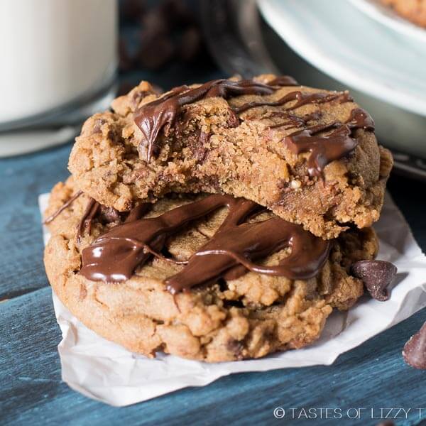 stack of two cookies, one with a bite otu