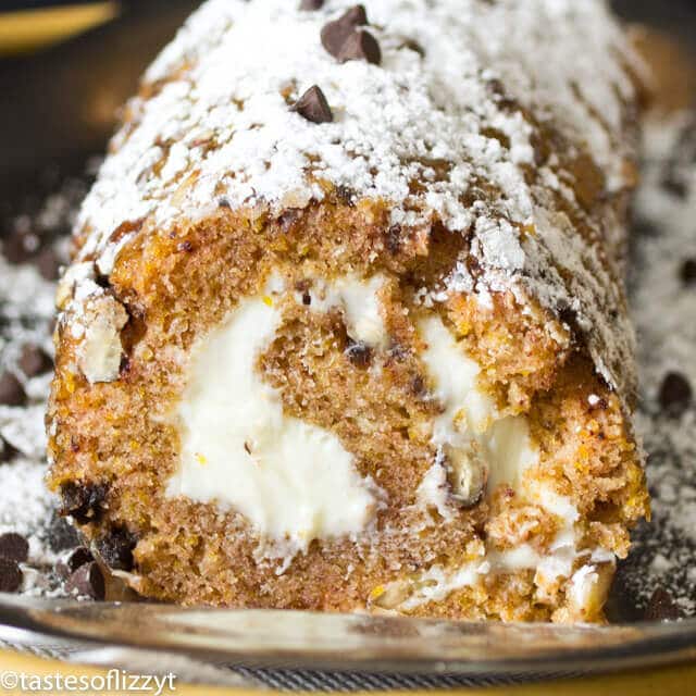 Chocolate Chip Pecan Pumpkin Roll