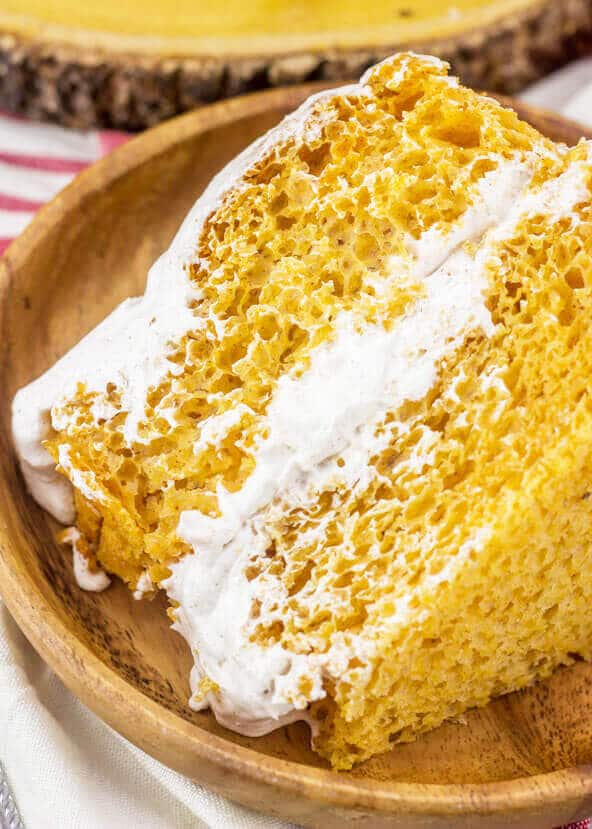 Pumpkin Angel Food Cake Recipe With Spiced Whipped Cream Topping
