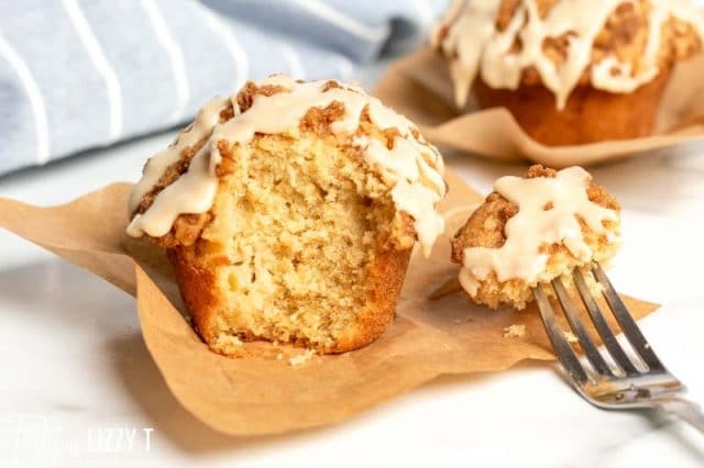 caramel apple buttermilk muffins with bite out