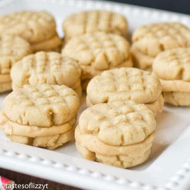 peanut butter sandwich cookies on a plate