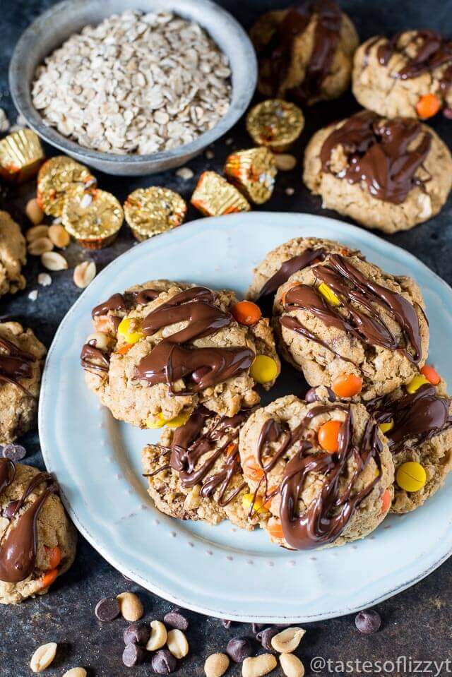 reeses-peanut-butter-oatmeal-cookies
