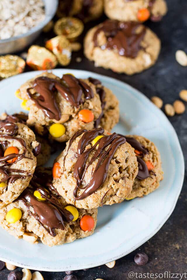 reeses-peanut-butter-oatmeal-cookies