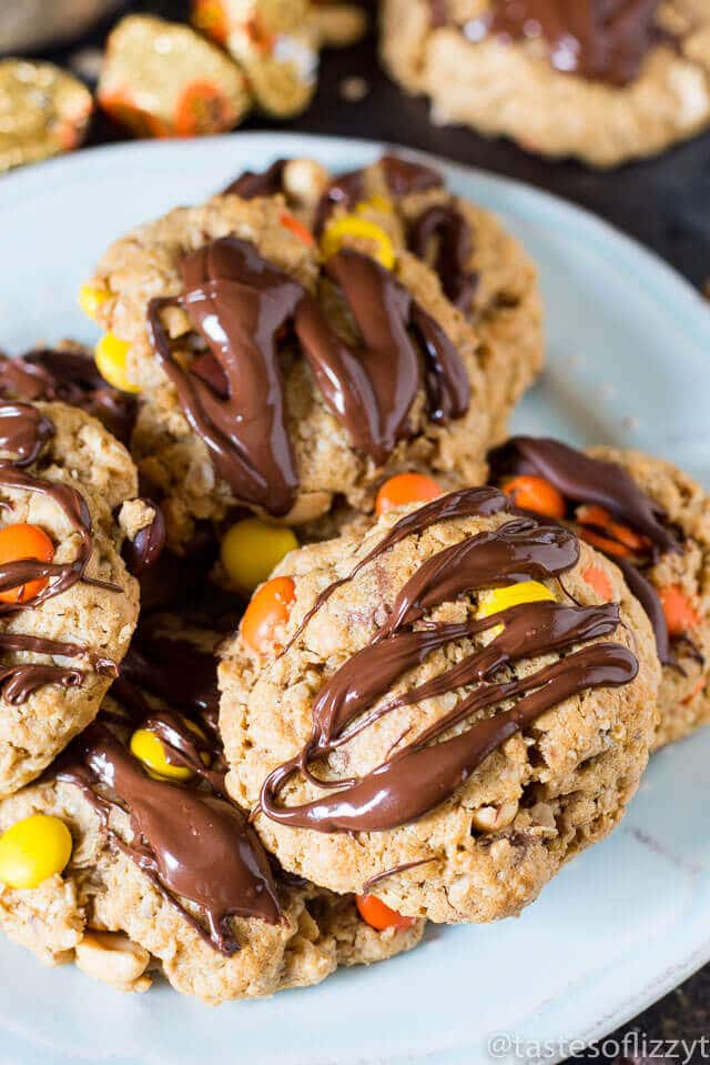 reeses-peanut-butter-oatmeal-cookies