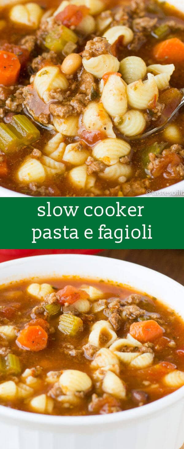 Slow Cooker Pasta e Fagioli Recipe {Easy Soup Recipe with Pasta}