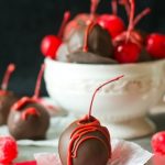 chocolate cherries with red drizzle title image