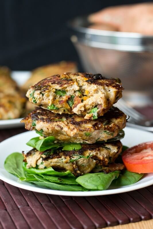 Sweet Potato Spinach Bacon Burgers {Tastes of Lizzy T}