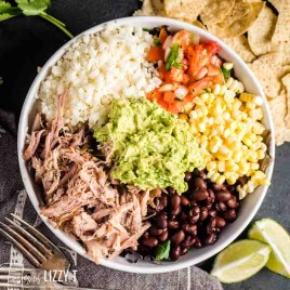 burrito bowls with beans and guacamole