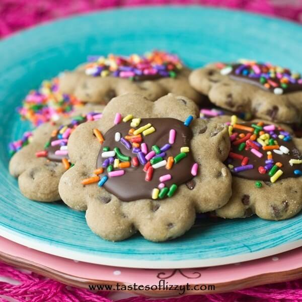 Chocolate Chip Cut Out Cookies on a plate