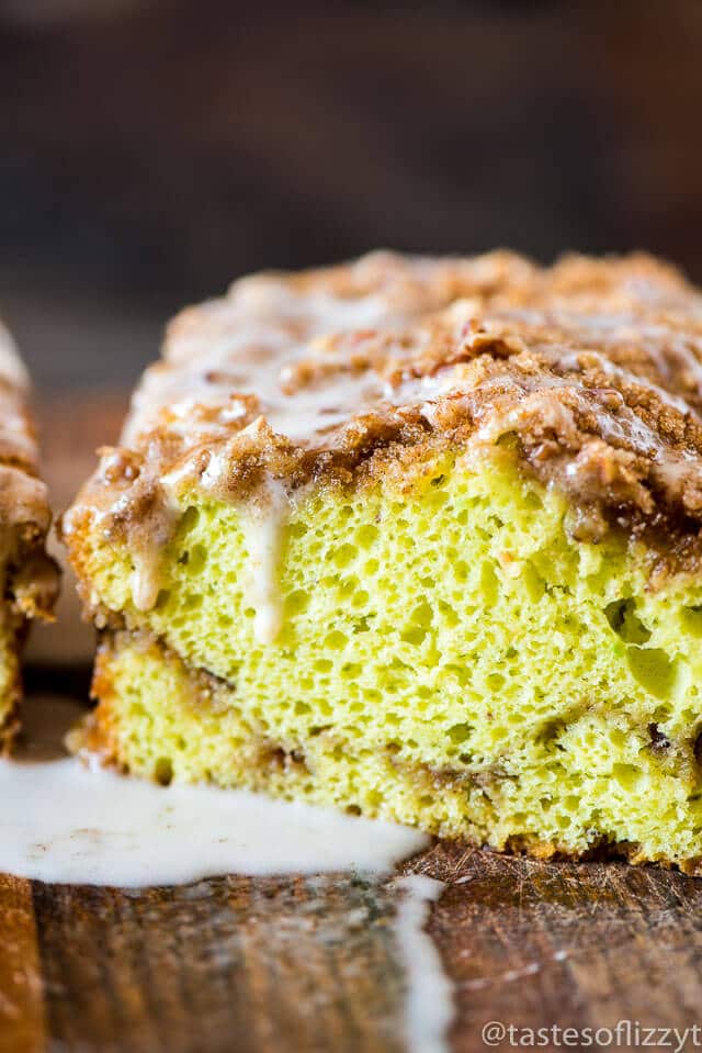 Pistachio Bread {Easy Quick Bread Recipe with Cinnamon Streusel and Glaze}