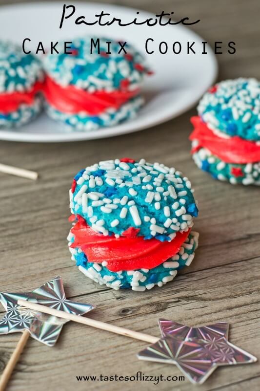 Patriotic Cake Mix Sandwich Cookies