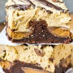 Reese's peanut butter cups stuffed inside soft, chewy brownies. Top the Reese's Stuffed Brownies with this unbelievable peanut butter frosting!