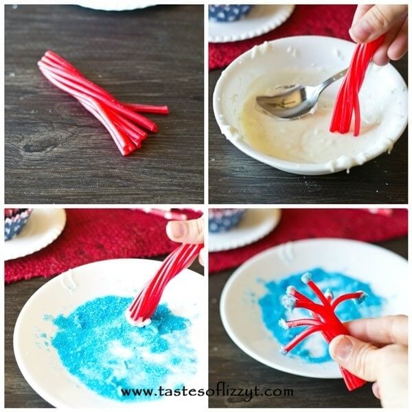 Twizzler Firecracker Cupcakes are so fun for a July 4th party!