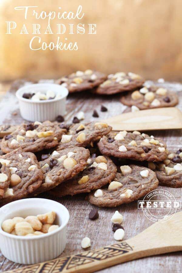 Tropical Paradise Cookies {with White & Dark Chocolate, Coconut and