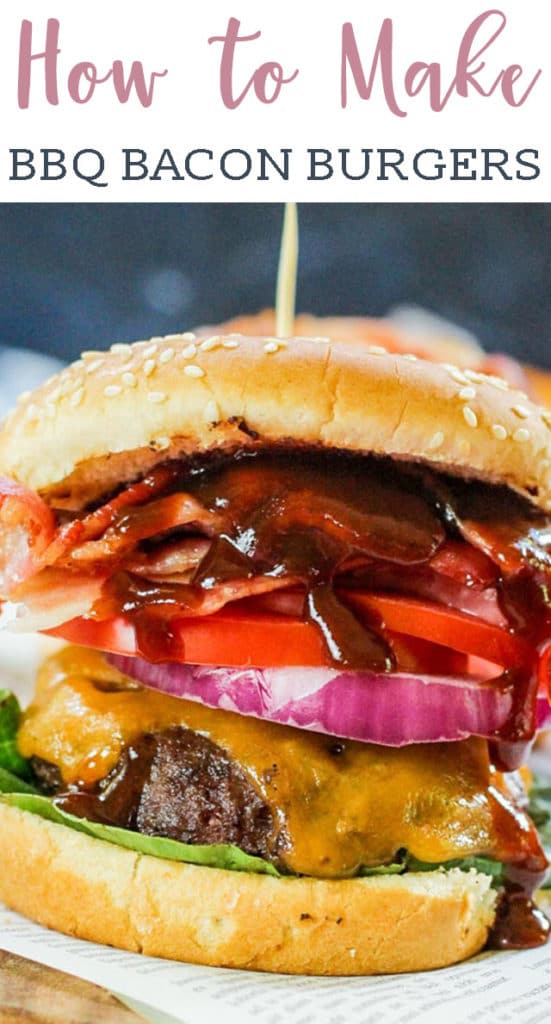 Barbecue Bacon Cheeseburgers {Easy Unique Burger Recipe with Bacon}