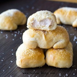 stack of Cinnamon Cream Cheese Pastry Puffs
