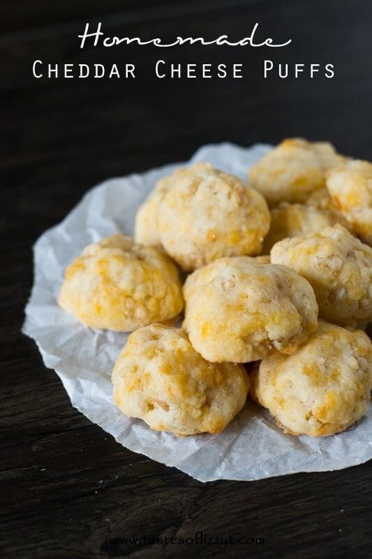 Simple Homemade Cheddar Cheese Puffs are great for school lunches, after school snacks, or salad or soup toppers. They've got a bit of a crunch, but will melt in your mouth!
